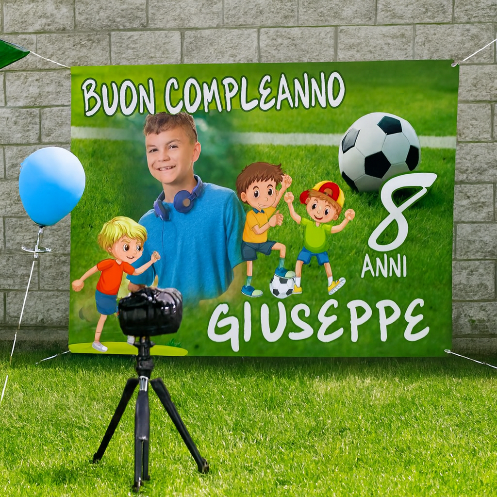 GLOBAL STRISCIONE FONDALE COMPLEANNO - Calcio - STRISCIONE PERSONALIZZATO IN CARTA O IN BANNER PVC ANCHE DA ESTERNO GARANZIA 5 ANNI - 04 benefici utilizzo