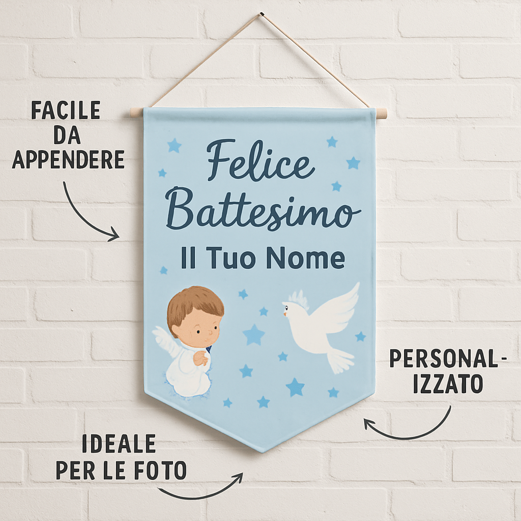 BANNER STRISCIONE BATTESIMO - Felice Battesimo - CON IL TUO NOME bimbo - 04 benefici utilizzo