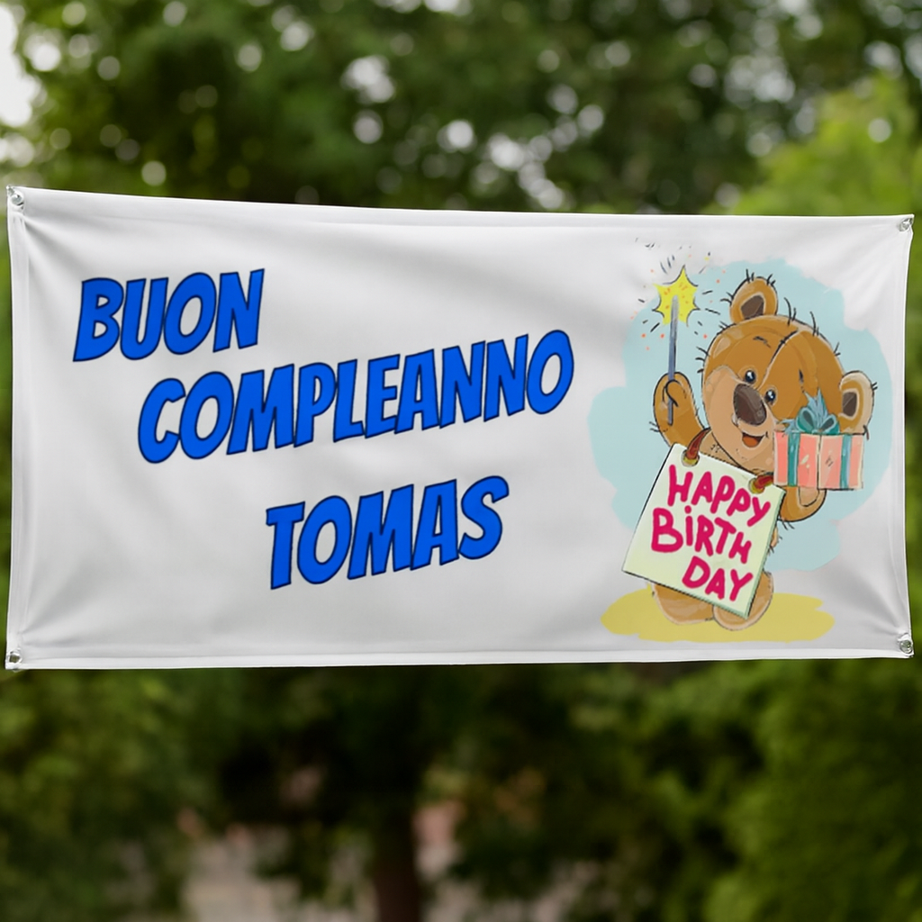 GLOBAL STRISCIONE FONDALE COMPLEANNO - BUON COMPLEANNO - CON NOME PERSONALIZZATO IN CARTA O IN BANNER PVC ANCHE DA ESTERNO GARANZIA 5 ANNI - 04 benefici utilizzo