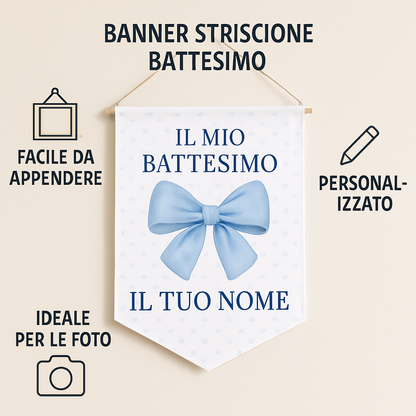 BANNER STRISCIONE BATTESIMO - Fiocco Azzurro - CON IL TUO NOME bimbo - 04 benefici utilizzo