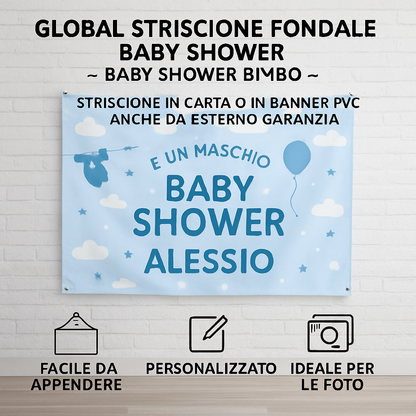 GLOBAL STRISCIONE FONDALE BABY SHOWER - Baby Shower Bimbo - STRISCIONE IN CARTA O IN BANNER PVC ANCHE DA ESTERNO GARANZIA 5 ANNI - 04 benefici utilizzo