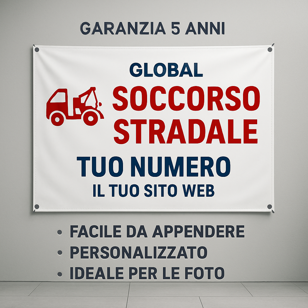 GLOBAL STRISCIONE FONDALE ATTIVITÀ - SOCCORSO STRADALE - PERSONALIZZATO IN CARTA O IN BANNER PVC ANCHE DA ESTERNO GARANZIA 5 ANNI - 04 benefici utilizzo
