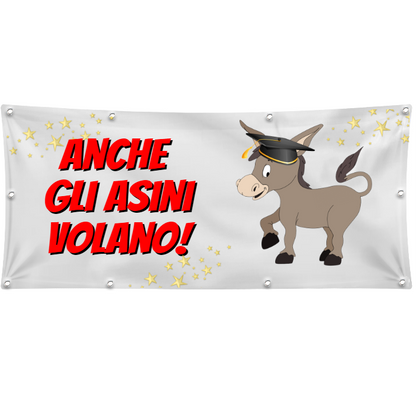 GLOBAL STRISCIONE FONDALE MATRIMONIO - ANCHE GLI ASINI VOLANO - IN CARTA O IN BANNER PVC ANCHE DA ESTERNO GARANZIA 5 ANNI