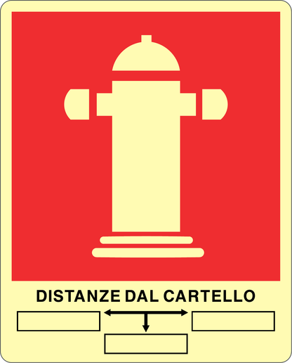 GLOBAL CARTELLO SEGNALETICO LUMINESCENTE - ATTACCO VV.F - DISTANZE DAL CARTELLO - Adesivo Luminescente O Pannello Rigido Luminescente