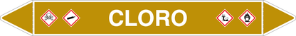 GLOBAL PACCO DA 10 ETICHETTE PER TUBAZIONI - CLORO - Etichetta Autoadesiva Resistente