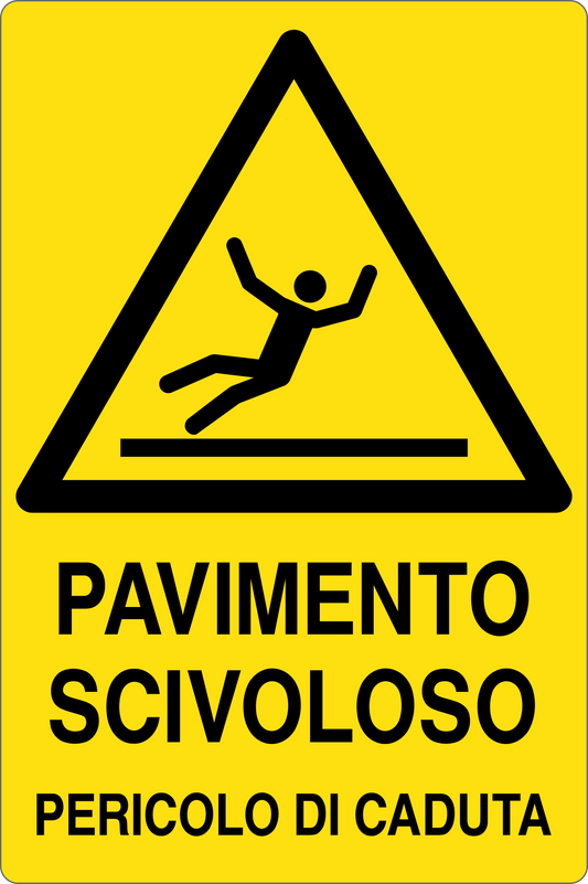 GLOBAL CARTELLO SEGNALETICO - PAVIMENTO SCIVOLOSO PERICOLO DI CADUTA - Adesivo Resistente, Pannello in Forex, Pannello In Alluminio