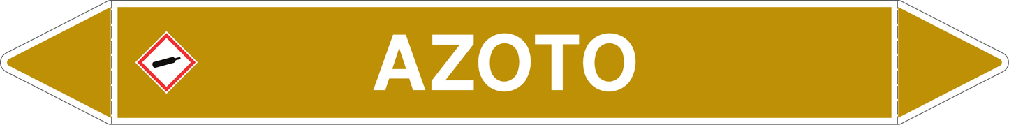 GLOBAL PACCO DA 10 ETICHETTE PER TUBAZIONI - AZOTO - Etichetta Autoadesiva Resistente