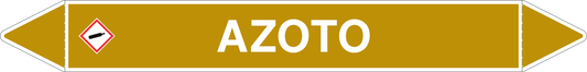 GLOBAL PACCO DA 10 ETICHETTE PER TUBAZIONI - AZOTO - Etichetta Autoadesiva Resistente