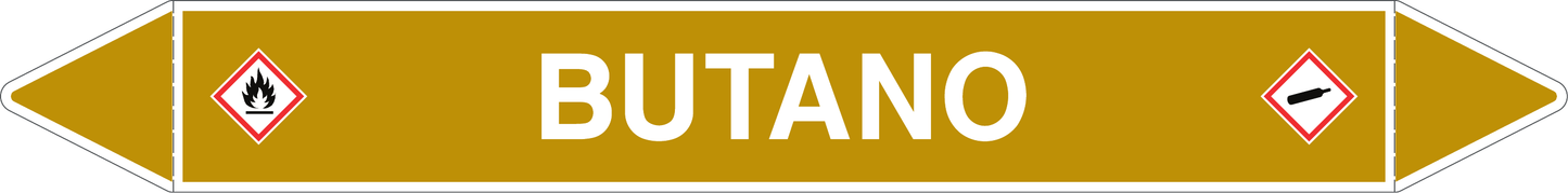 GLOBAL PACCO DA 10 ETICHETTE PER TUBAZIONI - BUTANO - Etichetta Autoadesiva Resistente