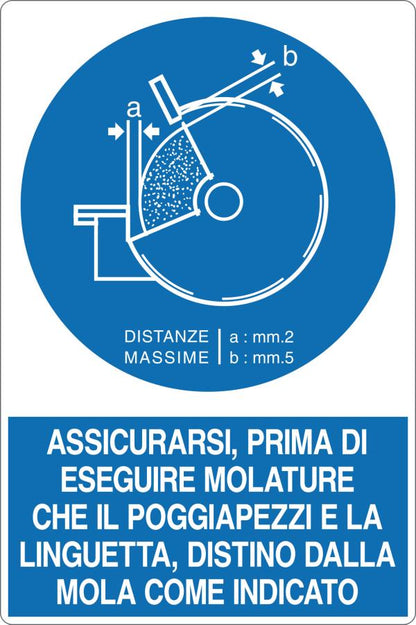GLOBAL CARTELLO SEGNALETICO - ASSICURARSI PRIMA DI ESEGUIRE MOLATURE - Adesivo Resistente, Pannello in Forex, Pannello In Alluminio