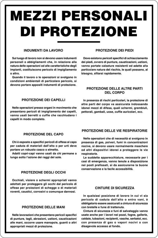 GLOBAL CARTELLO SEGNALETICO - MEZZI PERSONALI DI PROTEZIONE - Adesivo Resistente, Pannello in Forex, Pannello In Alluminio