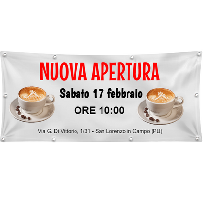 GLOBAL STRISCIONE FONDALE ATTIVITÀ - NUOVA APERTURA - PERSONALIZZATO IN CARTA O IN BANNER PVC ANCHE DA ESTERNO GARANZIA 5 ANNI