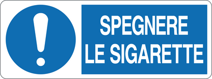 SPEGNERE LE SIGARETTE - CARTELLO SEGNALETICO UNI ISO 7010 in Adesivo, Pannello in Forex, Pannello In Alluminio