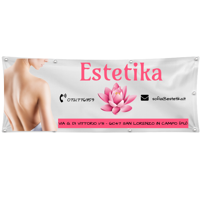 GLOBAL STRISCIONE FONDALE ATTIVITÀ - ESTETISTA SPA - PERSONALIZZATO IN CARTA O IN BANNER PVC ANCHE DA ESTERNO GARANZIA 5 ANNI