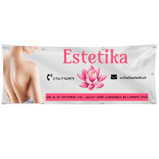 GLOBAL STRISCIONE FONDALE ATTIVITÀ - ESTETISTA SPA - PERSONALIZZATO IN CARTA O IN BANNER PVC ANCHE DA ESTERNO GARANZIA 5 ANNI