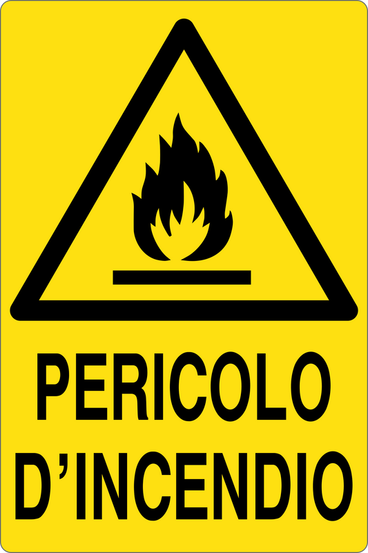 GLOBAL CARTELLO SEGNALETICO - PERICOLO D'INCENDIO - Adesivo Resistente, Pannello in Forex, Pannello In Alluminio