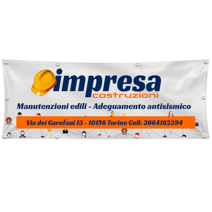 GLOBAL STRISCIONE FONDALE ATTIVITÀ - IMPRESA EDILE - PERSONALIZZATO IN CARTA O IN BANNER PVC ANCHE DA ESTERNO GARANZIA 5 ANNI