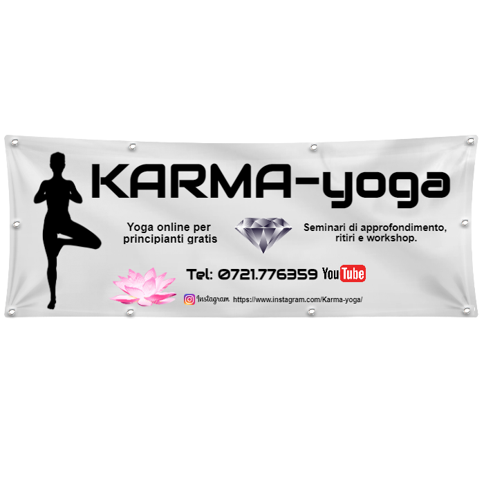 GLOBAL STRISCIONE FONDALE ATTIVITÀ - KARMA YOGA - PERSONALIZZATO IN CARTA O IN BANNER PVC ANCHE DA ESTERNO GARANZIA 5 ANNI
