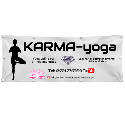GLOBAL STRISCIONE FONDALE ATTIVITÀ - KARMA YOGA - PERSONALIZZATO IN CARTA O IN BANNER PVC ANCHE DA ESTERNO GARANZIA 5 ANNI
