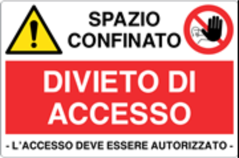 GLOBAL CARTELLO SEGNALETICO - SPAZIO CONFINATO - DIVIETO DI ACCESSO - Adesivo Resistente, Pannello in Forex, Pannello In Alluminio