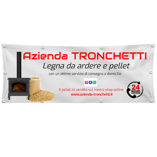 GLOBAL STRISCIONE FONDALE ATTIVITÀ - LEGNA DA ARDERE - PERSONALIZZATO IN CARTA O IN BANNER PVC ANCHE DA ESTERNO GARANZIA 5 ANNI