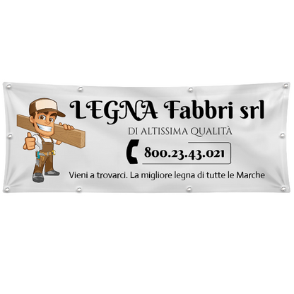 GLOBAL STRISCIONE FONDALE ATTIVITÀ - LEGNA DA ARDERE MOD 2 - PERSONALIZZATO IN CARTA O IN BANNER PVC ANCHE DA ESTERNO GARANZIA 5 ANNI