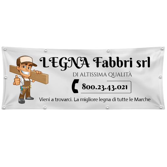 GLOBAL STRISCIONE FONDALE ATTIVITÀ - LEGNA DA ARDERE MOD 2 - PERSONALIZZATO IN CARTA O IN BANNER PVC ANCHE DA ESTERNO GARANZIA 5 ANNI
