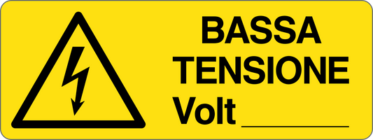 BASSA TENSIONE VOLT - CARTELLO SEGNALETICO UNI ISO 7010 in Adesivo, Pannello in Forex, Pannello In Alluminio