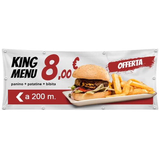 GLOBAL STRISCIONE FONDALE ATTIVITÀ - FAST FOOD - PERSONALIZZATO IN CARTA O IN BANNER PVC ANCHE DA ESTERNO GARANZIA 5 ANNI