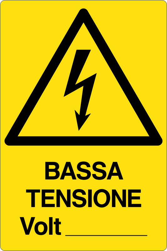 GLOBAL CARTELLO SEGNALETICO - BASSA TENSIONE VOLT - Adesivo Resistente, Pannello in Forex, Pannello In Alluminio