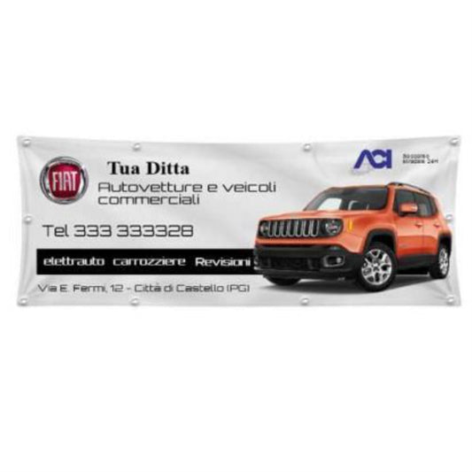 GLOBAL STRISCIONE FONDALE ATTIVITÀ - OFFICINA VENDITA AUTO - PERSONALIZZATO IN CARTA O IN BANNER PVC ANCHE DA ESTERNO GARANZIA 5 ANNI