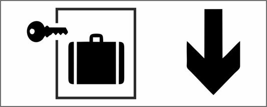 DEPOSITO BAGAGLI CON FRECCIA PERSONALIZZATA - CARTELLO SEGNALETICO UNI ISO 7010 in Adesivo Resistente, Pannello in Forex, Pannello In Alluminio