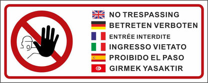 Ingresso vietato multilingue - CARTELLO SEGNALETICO UNI ISO 7010 in Adesivo Resistente, Pannello in Forex, Pannello In Alluminio