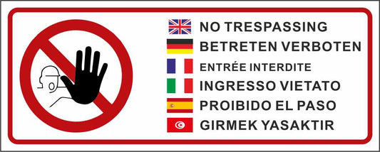 Ingresso vietato multilingue - CARTELLO SEGNALETICO UNI ISO 7010 in Adesivo Resistente, Pannello in Forex, Pannello In Alluminio