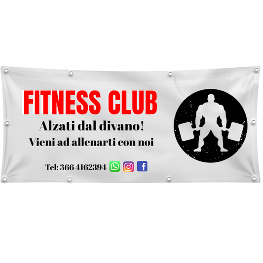 GLOBAL STRISCIONE FONDALE ATTIVITÀ - PALESTRA MOD 2 - PERSONALIZZATO IN CARTA O IN BANNER PVC ANCHE DA ESTERNO GARANZIA 5 ANNI