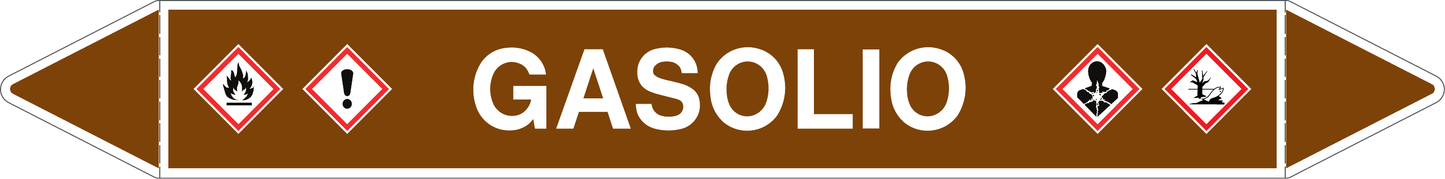 GLOBAL PACCO DA 10 ETICHETTE PER TUBAZIONI - GASOLIO - Etichetta Autoadesiva Resistente