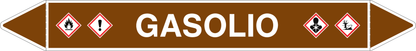 GLOBAL PACCO DA 10 ETICHETTE PER TUBAZIONI - GASOLIO - Etichetta Autoadesiva Resistente
