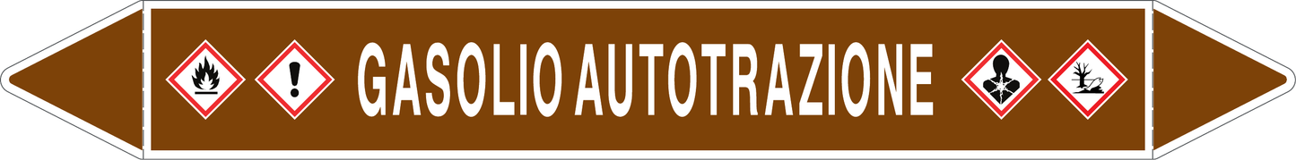 GLOBAL PACCO DA 10 ETICHETTE PER TUBAZIONI - GASOLIO AUTOTRAZIONE - Etichetta Autoadesiva Resistente