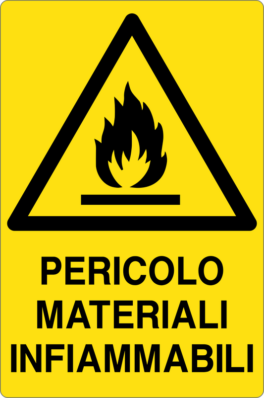 GLOBAL CARTELLO SEGNALETICO - PERICOLO MATERIALI INFIAMMABILI - Adesivo Resistente, Pannello in Forex, Pannello In Alluminio