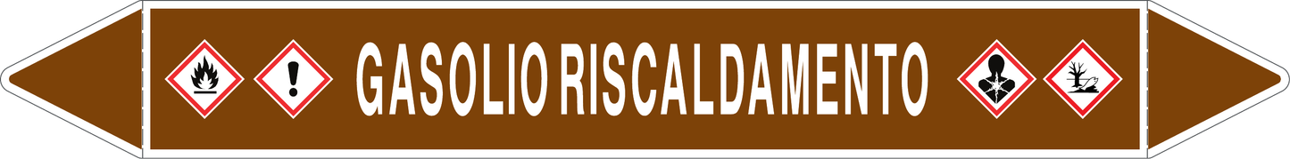 GLOBAL PACCO DA 10 ETICHETTE PER TUBAZIONI - GASOLIO RISCALDAMENTO - Etichetta Autoadesiva Resistente
