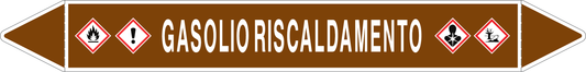 GLOBAL PACCO DA 10 ETICHETTE PER TUBAZIONI - GASOLIO RISCALDAMENTO - Etichetta Autoadesiva Resistente