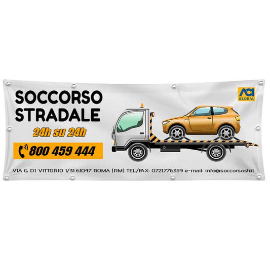 GLOBAL STRISCIONE FONDALE ATTIVITÀ - SOCCORSO STRADALE - PERSONALIZZATO IN CARTA O IN BANNER PVC ANCHE DA ESTERNO GARANZIA 5 ANNI