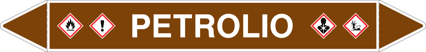 GLOBAL PACCO DA 10 ETICHETTE PER TUBAZIONI - PETROLIO - Etichetta Autoadesiva Resistente