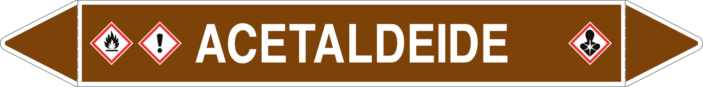 GLOBAL PACCO DA 10 ETICHETTE PER TUBAZIONI - ACETALDEIDE - Etichetta Autoadesiva Resistente