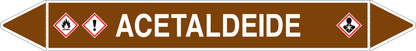 GLOBAL PACCO DA 10 ETICHETTE PER TUBAZIONI - ACETALDEIDE - Etichetta Autoadesiva Resistente