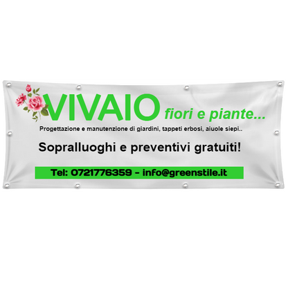 GLOBAL STRISCIONE FONDALE ATTIVITÀ - VIVAIO - PERSONALIZZATO IN CARTA O IN BANNER PVC ANCHE DA ESTERNO GARANZIA 5 ANNI