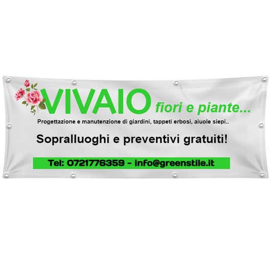 GLOBAL STRISCIONE FONDALE ATTIVITÀ - VIVAIO - PERSONALIZZATO IN CARTA O IN BANNER PVC ANCHE DA ESTERNO GARANZIA 5 ANNI