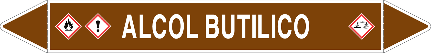GLOBAL PACCO DA 10 ETICHETTE PER TUBAZIONI - ALCOL BUTILICO - Etichetta Autoadesiva Resistente