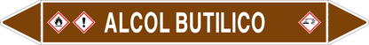 GLOBAL PACCO DA 10 ETICHETTE PER TUBAZIONI - ALCOL BUTILICO - Etichetta Autoadesiva Resistente