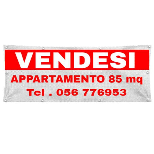 GLOBAL STRISCIONE FONDALE VENDESI AFFITASI - VENDESI MOD 2 - PERSONALIZZATO IN CARTA O IN BANNER PVC ANCHE DA ESTERNO GARANZIA 5 ANNI